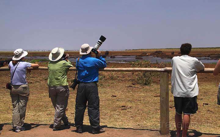 af_tz_lake_manyara_np_008.jpg - Einige Fotografen vor dem Gewsser mit vielen Nilpferden